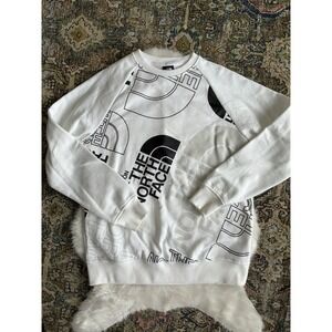 The North Face Womens Graphic Logo Sweatshirt White Raglan Sleeve Size Medium